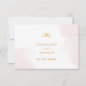 Boucles d'aquarelle rose blanc Mariage RSVP (Dos)