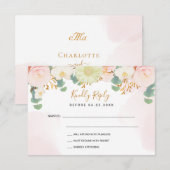 Boucles d'aquarelle rose blanc Mariage RSVP (Devant / Derrière)