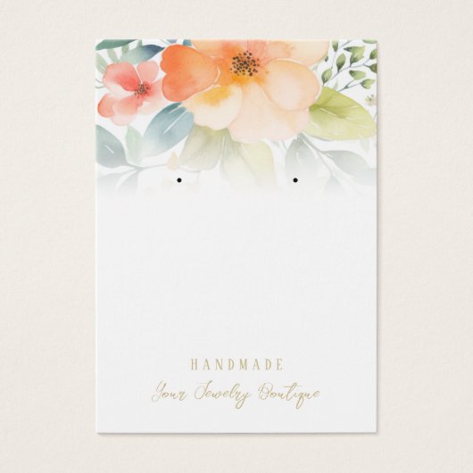 Boucles de fleurs d'aquarelle Bijoux Cartes d'affi (Devant)