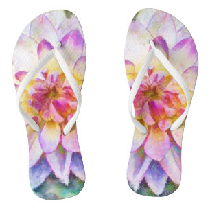 Boucles de tongs florales Gras Lily Dahlia