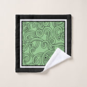 Boucles Design Vert Noir Blanc Serviettes de bain (Gant de toilette)