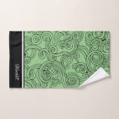 Boucles Design Vert Noir Blanc Serviettes de bain (Serviette à main)
