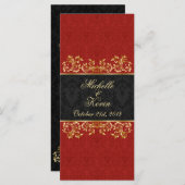 Boucles d'or feuillu, rouge noir damassé Menu (Devant / Derrière)