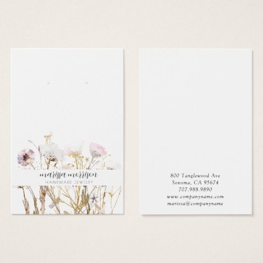 Boucles d'or rose à oreille Fleur sauvage Botaniqu (Devant & derrière)