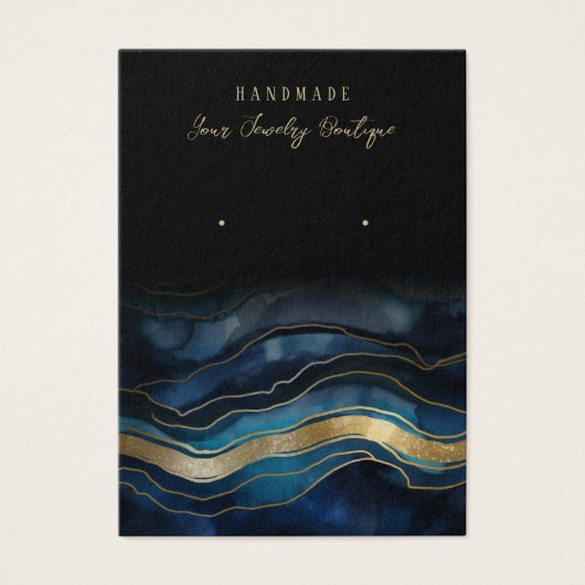 Boucles d'oreille Bleu Or Agate Bijoux Display Car (Devant)