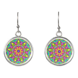Boucles D'oreilles Boho Yellow Flower Star Mandala