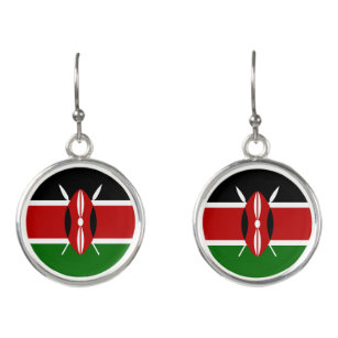 Boucles D'oreilles Drapeau du Kenya patriotique