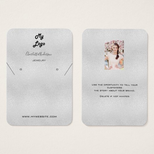 Boucles d'oreilles en argent bijoux carte d'affich (Devant & derrière)