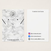 Boucles d'oreilles en collier Marbre blanc Carte d (Devant & derrière)