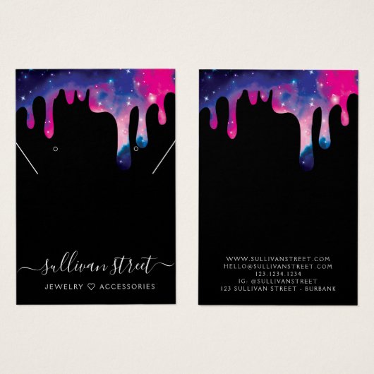 Boucles d'oreilles en galaxie Collier d'affichage (Devant & derrière)