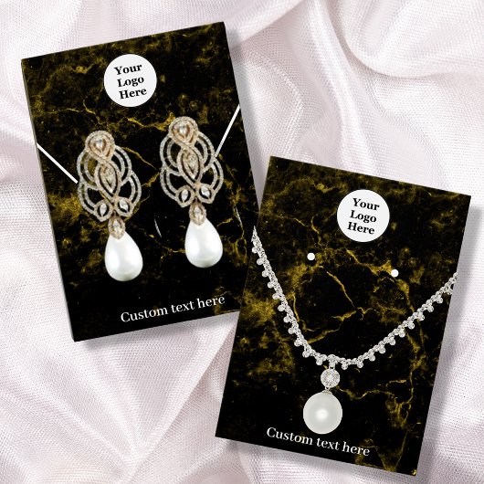 Boucles d'oreilles en marbre noir et or Carte d'af