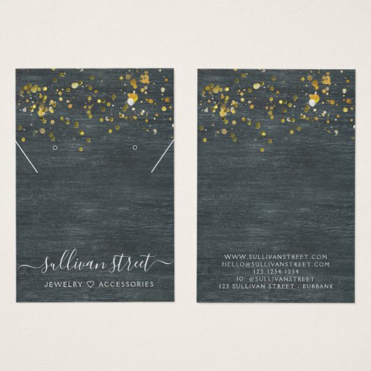 Boucles d'oreilles en or en bois noir Collier (Devant & derrière)