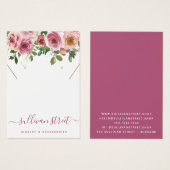 Boucles d'oreilles florales roses Collier carte d' (Devant & derrière)