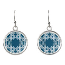 Boucles d'oreilles géométriques bleues_blanches pa