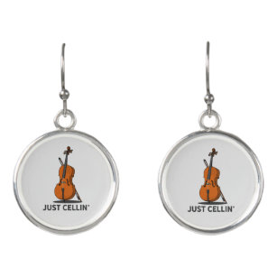 Boucles D'oreilles Juste Cellin Cello Musicien de la fouille