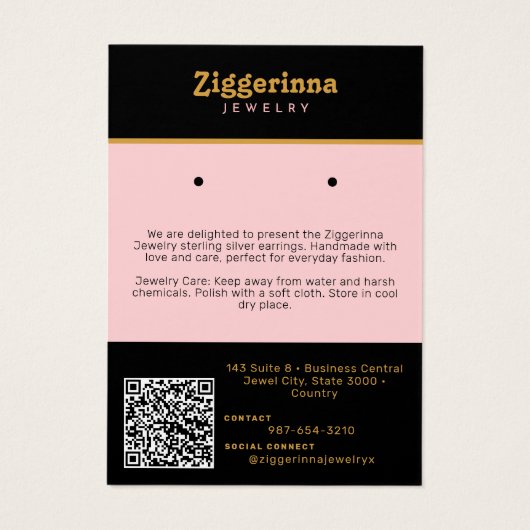 Boucles d'oreilles modernes Bijoux Carte d'afficha (Dos)