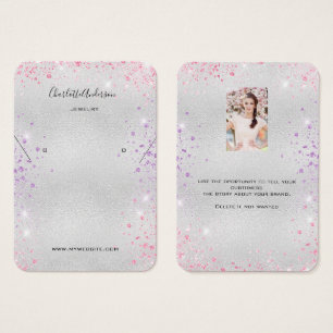 Boucles d'oreilles rose argent carte d'affichage p