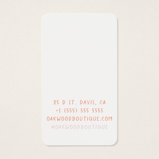 Boucles d'oreilles rose Pastel Bijoux Carte d'affi (Dos)