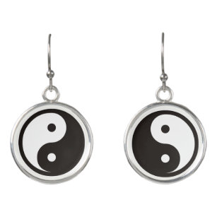 Boucles d'oreilles chats ying yang noirs et blancs. boucles d