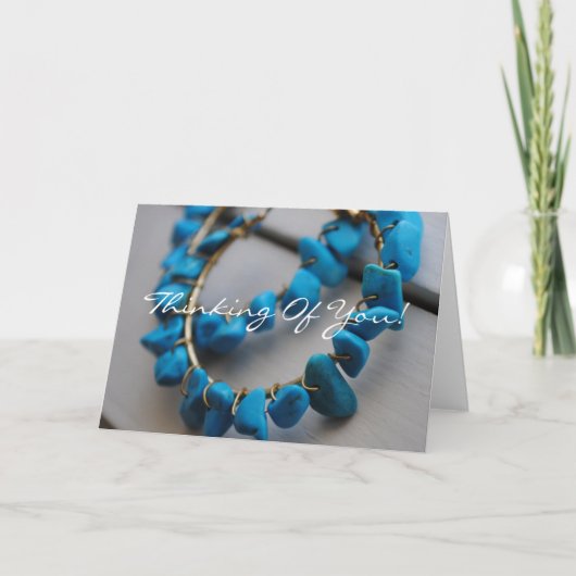 Boucles D'Oreilles Turquoise Pensant À Votre Carte (Devant)