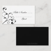 Boucles noires et blanches Mariage Table Cartes de (Devant / Derrière)