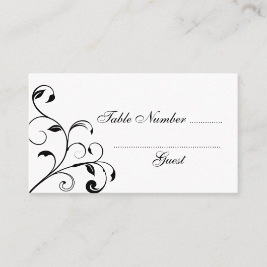 Boucles noires et blanches Mariage Table Cartes de (Devant)