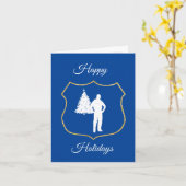 Bouclier de police doré carte de Noël en contour (Fleur jaune)