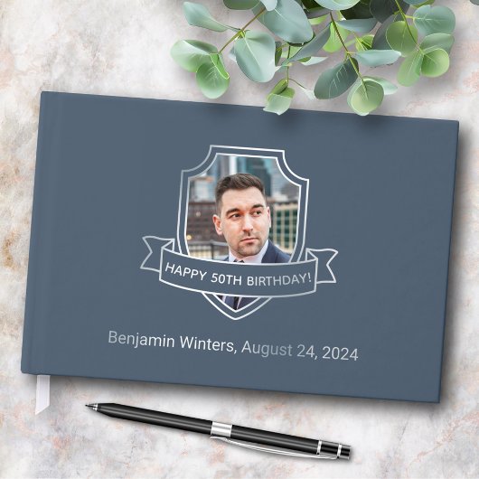 Bouclier d'huile d'argent sur Blue Photo Anniversa