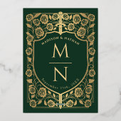 Bouclier Épée Verte Monogramme Médiéval Carte de F (Verso)