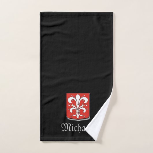 Bouclier médiéval noir et rouge (Serviette à main)