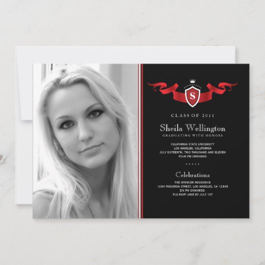 Bouclier photo Faire-part de graduation (Devant)