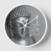 Bouddha Argent Namaste Horloge murale (Recto)
