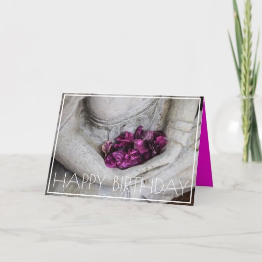 BOUDDHA AVEC FLEURS BONNE CARTE DE SALUT D'ANNIVER (Devant)