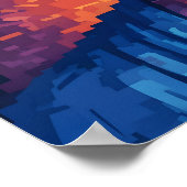 Bouddha Bleu Poster d'Art moderne Pixel Abstrait (Coin)