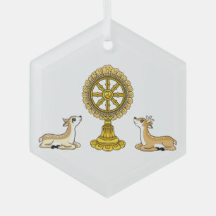 Bouddha Dharma Roue & Deers Ornement