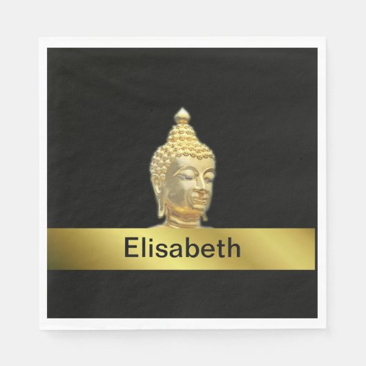 bouddha doré dans des serviettes en papier noir (Devant)