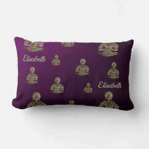bouddha doré en coussin lombaire violet