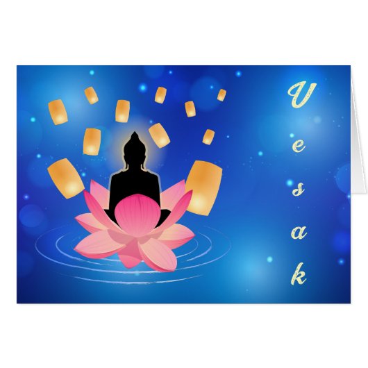 Bouddha du jour de Vesak sur Lotus Lantern Vaisakh (Devant horizontal)