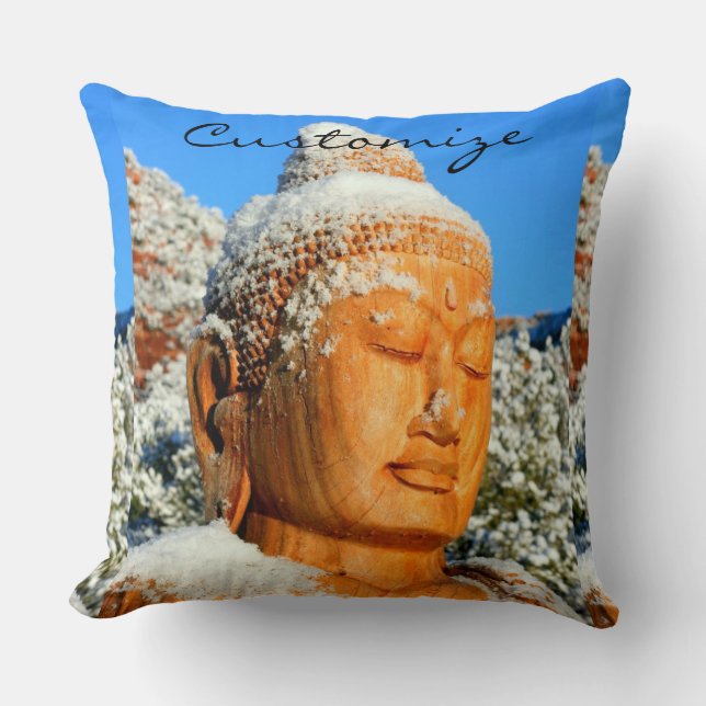 Bouddha en bois en Coussin de neige (Recto)