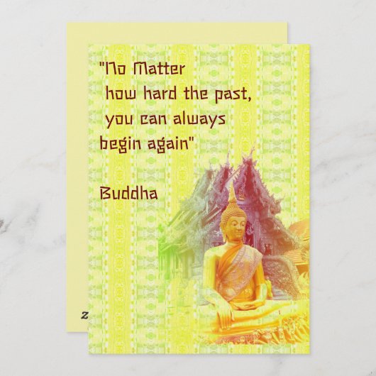 Bouddha en or brillant carte de vacances plat (Devant / Derrière)