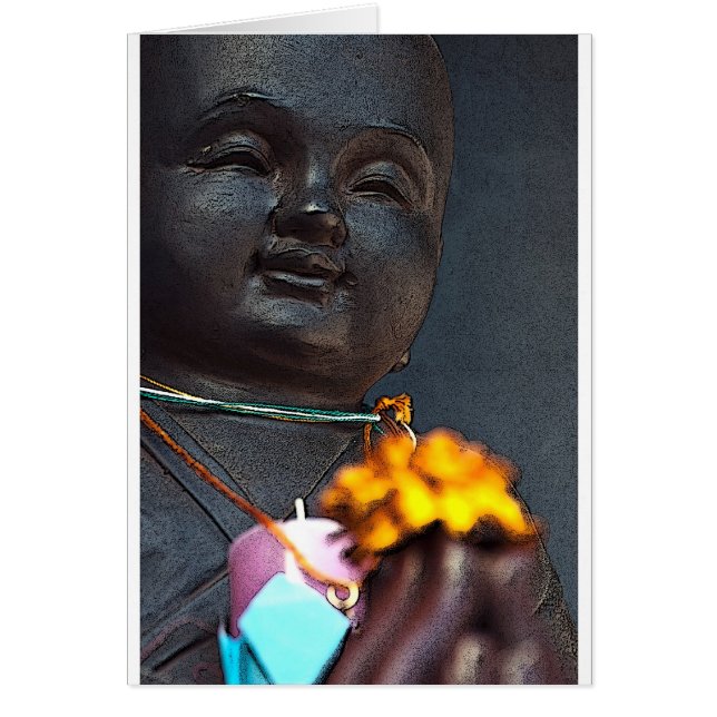 Bouddha Jizo avec Marigold Offre (Devant)
