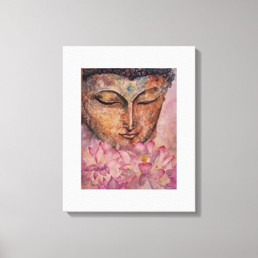 Bouddha Lotus rose Aquarelle toile Imprimer 16x20 (Recto)