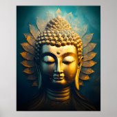 Bouddha Paisible Visage Or Art Antique Poster (Devant)