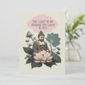 Bouddha rose et carte d'ami aux fleurs (Debout devant)