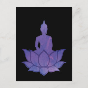 Bouddha sur carte postale Lotus Purple