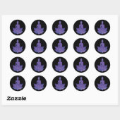 Bouddha sur Sticker rond classique violet Lotus (Feuille)
