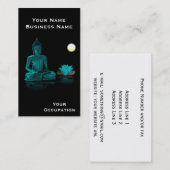 Bouddha Turquoise et Lotus en Carte de visite noir (Devant / Derrière)