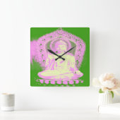 Bouddha -Vert-Mur Horloge (Maison)