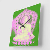 Bouddha -Vert-Mur Horloge (Angle)