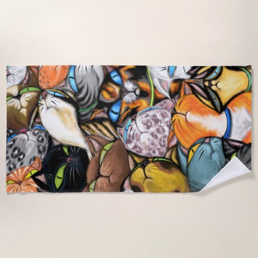 Bouddling Chats Plage Serviette Chat Serrés (Devant)